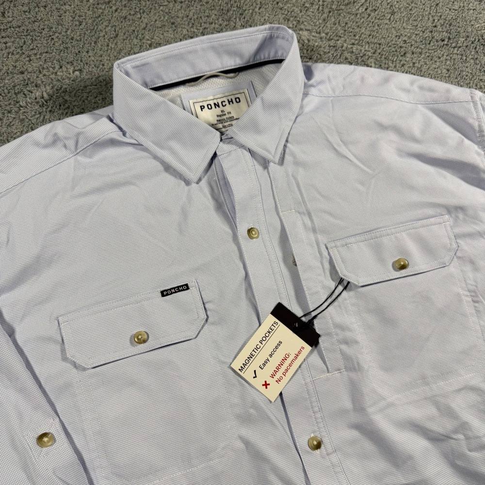 New‎ Poncho Regular Fit Magnetic Pockets Performance Fishing Shirt Size XL READ